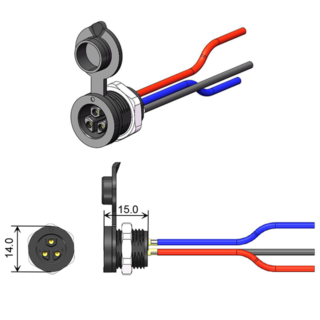 Battery connectors for ebike 48V AC/DC 10A