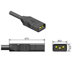 48V 25A 2.0/2.5mm²/0.2mm² motor connectors for ebike