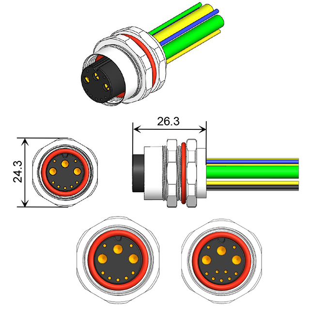 60V 35A 2.5/3.0/4.0mm²/0.2mm² 10pin 12pin motor connectors